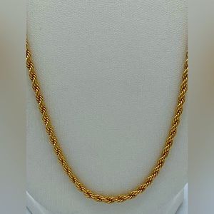 Vintage Gold Tone 14KGE S Lind 18 1/2” Rope Chain Neckkace